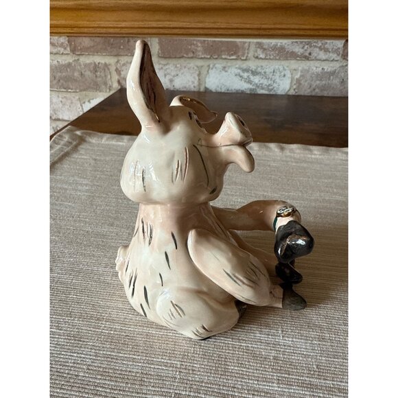 Heather Goldminc Ceramic Pig Music Box Plays Hickory Dickory Dock Blue Sky 2001 - Picture 2 of 16